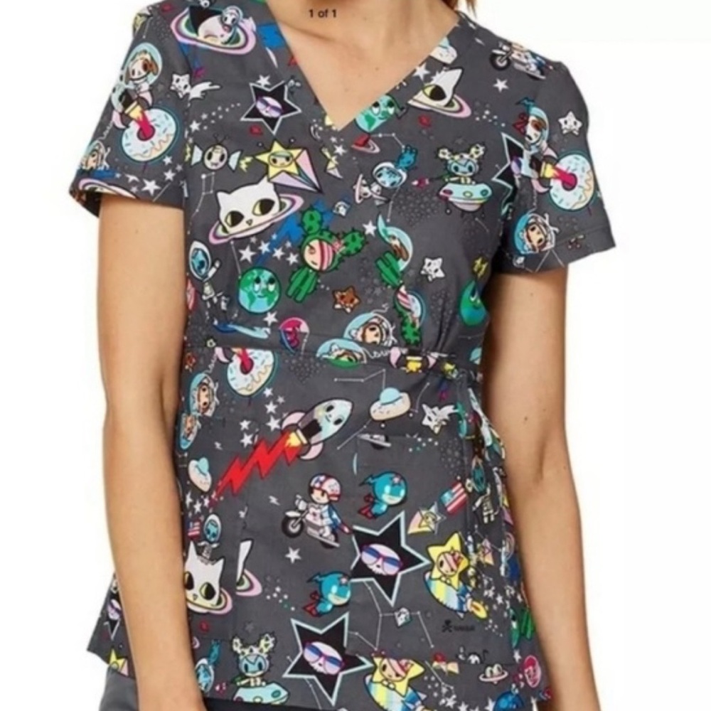 tokidoki Women's Top - Black with Multicolor Characters